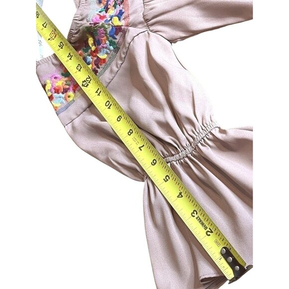 Boho Tunic Dress Bell Sleeves Embroidery Lined Size XS Va Va by Joy Han - Picture 13 of 15